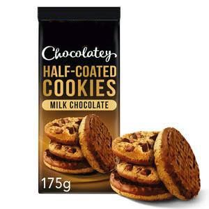 Chocolatey Half-Coated Cookies, Milk Chocolate, 175g, Suitable for Vegetarians