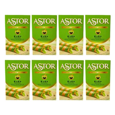 Astor Matcha Wafer 40g x 8 Packs | Crispy & Creamy Snack