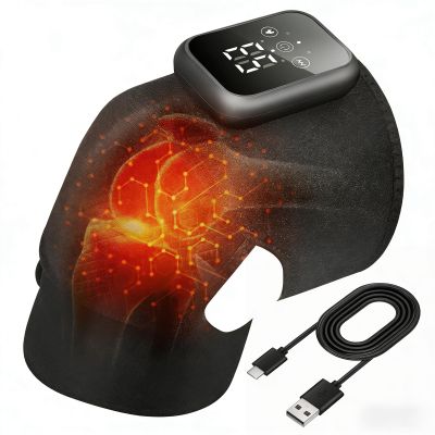 Heated Knee Support & Massager, Wireless Knee Heat Pads with Vibration, 3-Temp Heating & 3-Speed Massage for Arthritis Pain Relief, Rechargeable Knee Brace for Joint & Muscle Discomfort