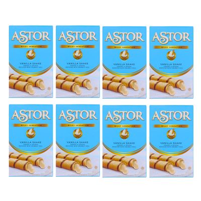 Astor Vanilla Shake Wafer 40g x 8 Packs | Crispy & Creamy Snack