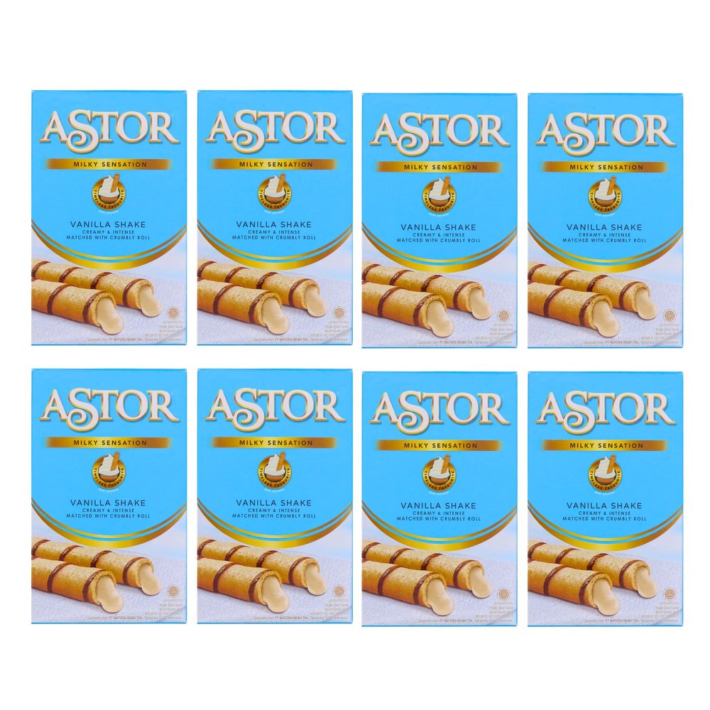 Astor Vanilla Shake Wafer 40g x 8 Packs | Crispy & Creamy Snack