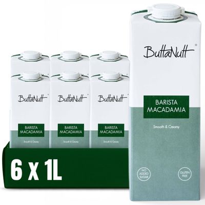 ButtaNutt Barista Macadamia Nut Drink - 1L | Creamy Plant-Based Drink for Coffee, Latte & Flat White No Added Sugar, Vegan, Calcium Enriched