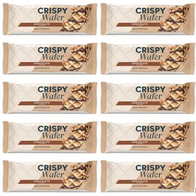 High Protein Crispy Chocolate Wafer Bars 15g Protein per Bar 10 x 42g Protein Wafer Snack Light Crunchy Chocolate Treat for On-the-Go, Post-Workout & Anytime of Day