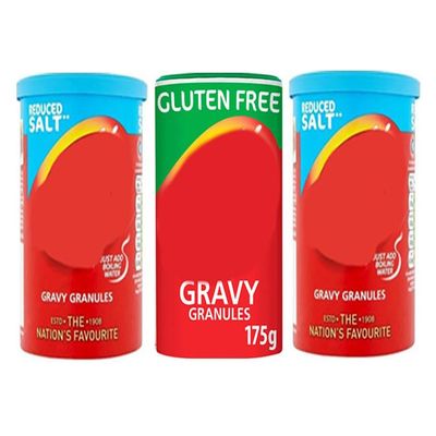 Gravy Granules, Reduced Salt and Gluten Free Variety Pack, Suitable for Vegetarians, 190g and 175g, Pack of 3