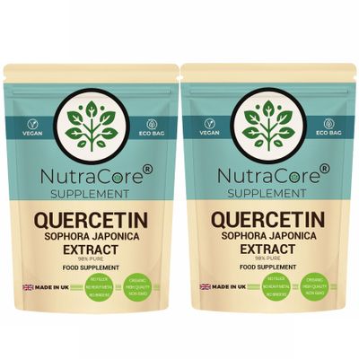 Quercetin Extract 550mg Capsules 98% Pure Quercetin from Sophora Japonica, Vegan Capsules, No Fillers, No Heavy Metals, Made in UK-NutraCore (180)