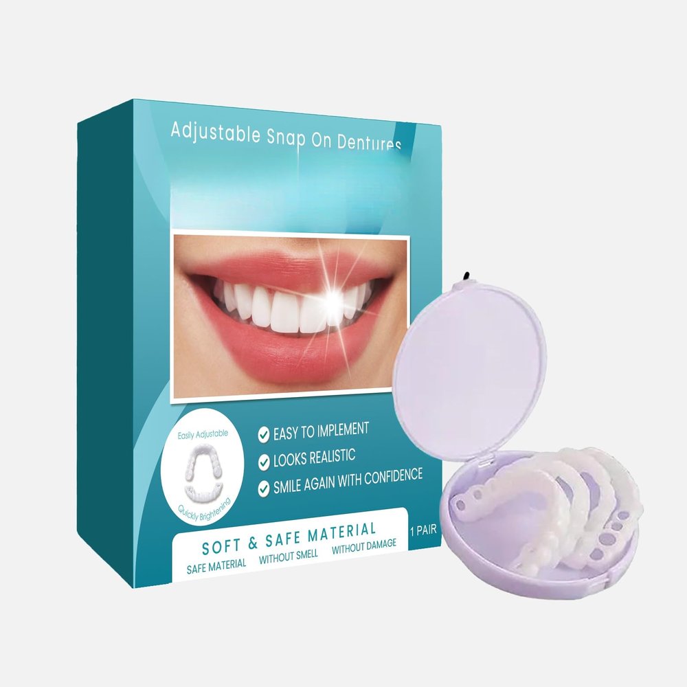 Adjustable Clip-On Dentures Kit - Temporary Tooth Replacement, Gap Filler & Teeth Straightening Solution, Easy Fit Comfort for Natural Smile