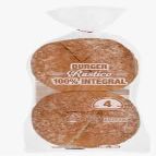 Rstico 100% Integral Hamburger Buns, Wholegrain Bread Rolls, Pack of 4