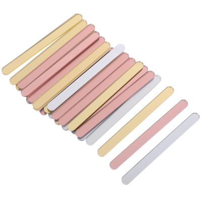 WOONEKY 30pcs Acrylic Mirror Finish DIY Ice Cream Sticks Craft Making Sticks, Includes Silver, Rose Gold and Gold Colors, for Ice Pop and Cake Decoration Projects