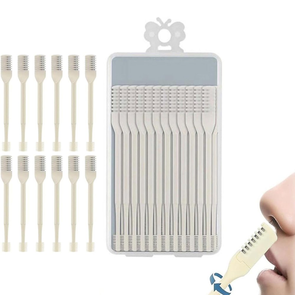 12PCS 2 in 1 Nasal Hair Cutter, 2-in-1 Nose Hair Trimmer for Men and Women, 360 Rotating Portable Manual Nose Hair Remover Tool, Double Sided Nose Trimmer, Portable Manual Nostril Hair Removal Tool