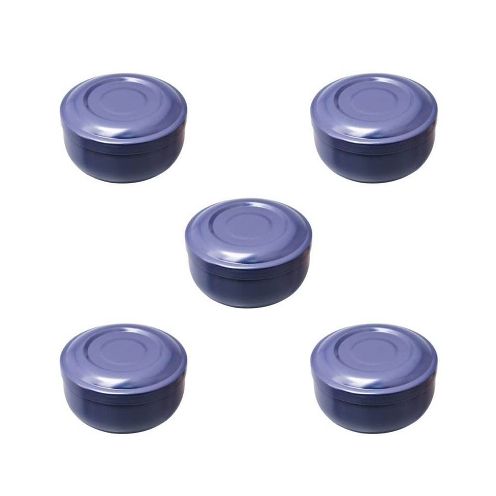 5 set of Stainless Steel Shaving Bowl with Lid Shaving Mug for Grandfather Father Men Blue, 110x65mm