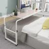 Adjustable Overbed Table with Wheels, Portable Rolling Bed Desk for Laptop and Meals, Height Adjustable for Home, Hospital and Nursing Use (Wood NO BAFFLE_120*45CM/47 * 18IN) view 1