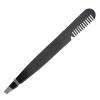 3.75 Inch Stainless Steel Eyebrow Tweezers with Comb, Slanted Tips, Black, Professional Grooming Tool view 1