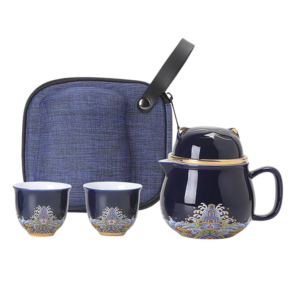 Teapot Set with Tea Strainer Porcelain Tea Cups, Fine Mesh Strainer