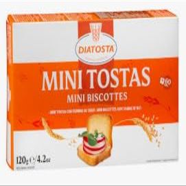 Mini Tostas Wheat Biscottes, 120g, Pack of 4