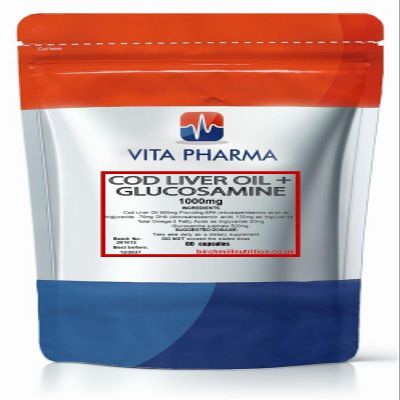 Cod Liver Oil 1000mg High Strength 240 Capsules for Joint Health, High Strength Omega-3 Fish Oil Rich in EPA & DHA Cod Liver Capsules with Glucosamine, VITAPHARMA