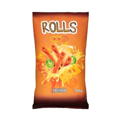 Hacendado Fried Snack Rolls, Cheese and Spicy Chili Flavor, 100g Pack, Pack of 8