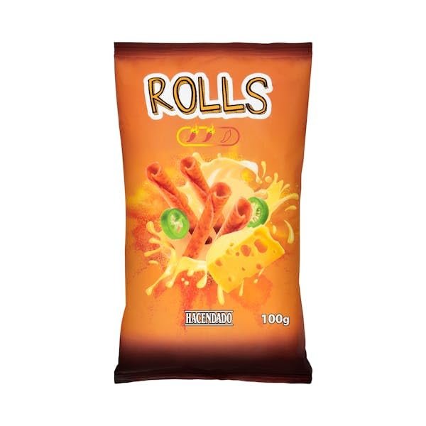 Hacendado Fried Snack Rolls, Cheese and Spicy Chili Flavor, 100g Pack, Pack of 8