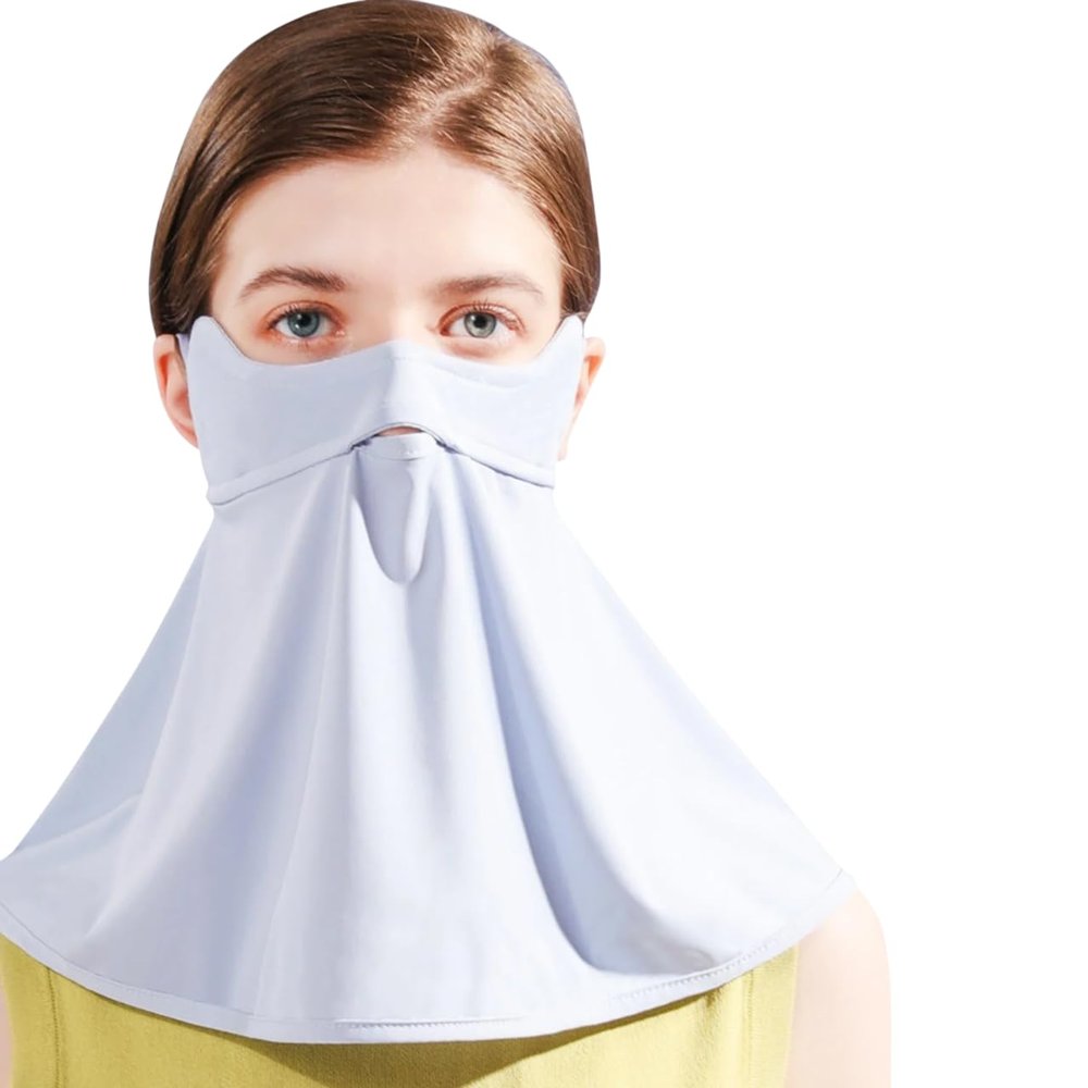 ANNIOU Summer UPF50+ Face Cover Sun Protection Mask | Breathable Ice Silk Outdoor Sun Shield for Cycling, Hiking & Sports (Light Green, One Size)