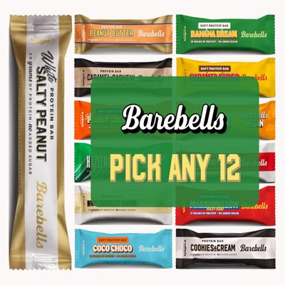Barebells - Pick Any 12 High Protein Bar, No Added Sugar 12 x 55g, Choose from 13+ Flavours, Banana Dream, Caramel Cashew, Caramel Choco, Coco Choco & many more