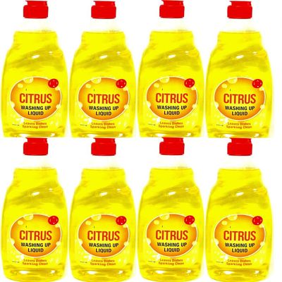 Citrus Washing Up Liquid, Dishwashing Detergent, 500ml, Fresh Citrus Scent, Sparkling Clean Dishes Pack of 8