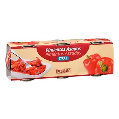 Roasted Red Peppers in Extra Virgin Olive Oil Strips, 3 Cans, 80g Each, 60g Drained Weight, Multicoloured