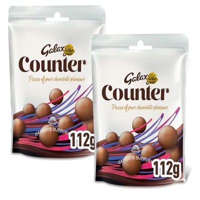 2 x Galaxyy Milk Chocolate NewCounter Pouch Bag 112g - Milk chocolate pieces. - Chocolate Gifts for Women Men & Kids - Perfect For Sharing and Gifting For Everyone