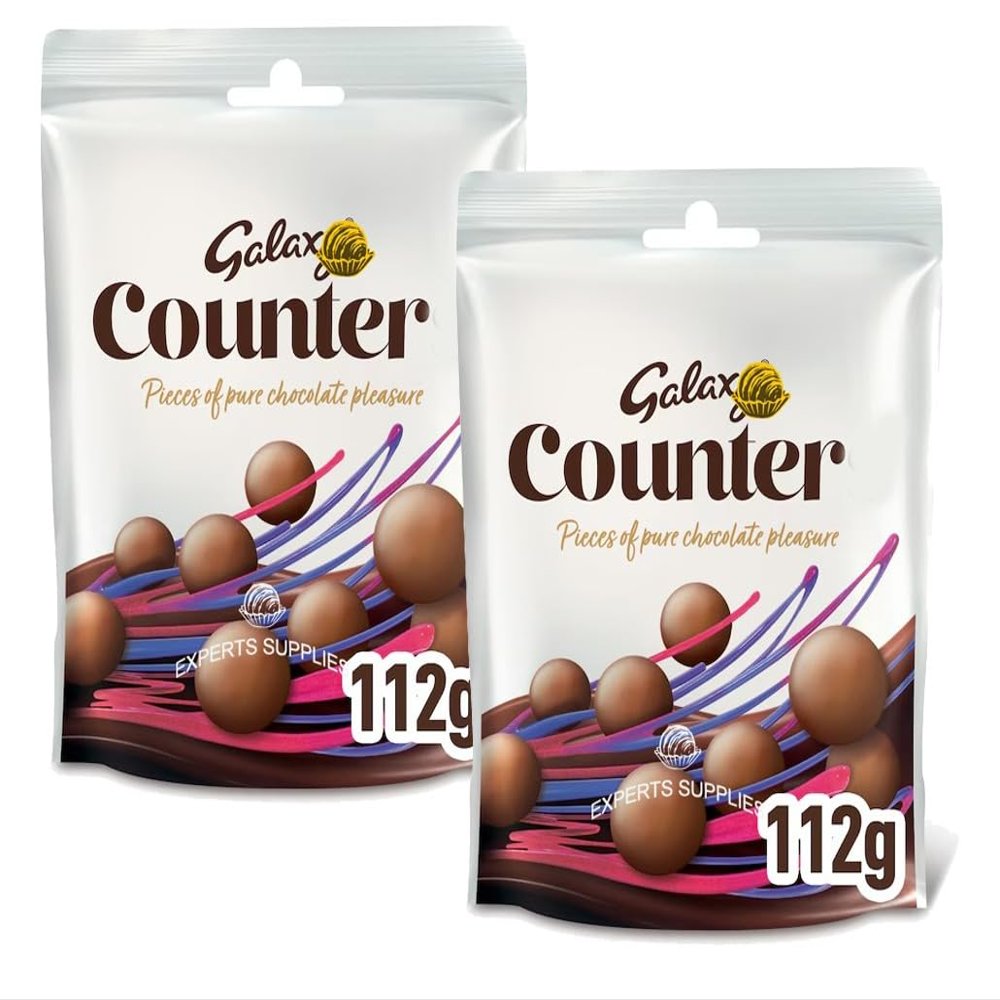 2 x Galaxyy Milk Chocolate NewCounter Pouch Bag 112g - Milk chocolate pieces. - Chocolate Gifts for Women Men & Kids - Perfect For Sharing and Gifting For Everyone