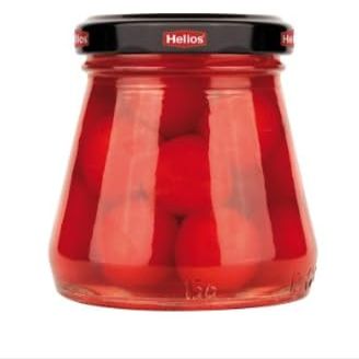 Helios Red Cherries in Syrup, 3 x 160g Glass Jars, 90g Drained Weight Each, Authentic Spanish Glac Cherries for Baking and Cake Decoration