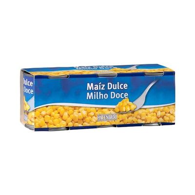 Sweet Corn, 3 Cans, 150g Each, 140g Drained Weight, Whole, Multicoloured, Pack of 3