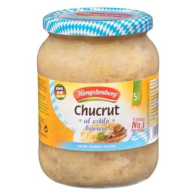 Hengstenberg Bavarian Style Sauerkraut, 680g Jar, 650g Drained Weight, Pack of 3