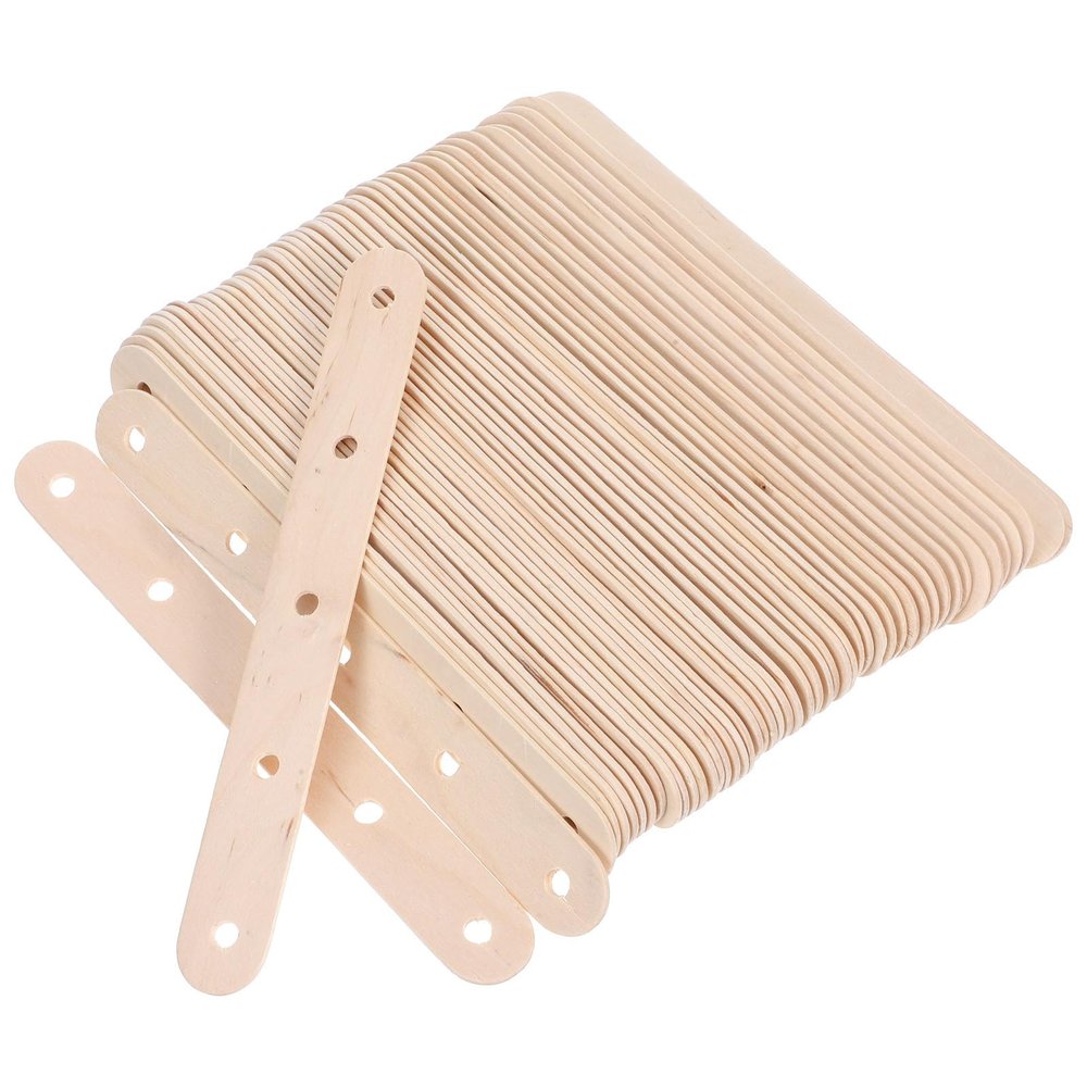 Beaupretty 100pcs Natural Wood Craft Ice Pop Sticks with 5 Holes, Unfinished Wood Cake Pop Sticks Bulk for DIY Ice Cream, Candy, and Creative Craft Projects in UK
