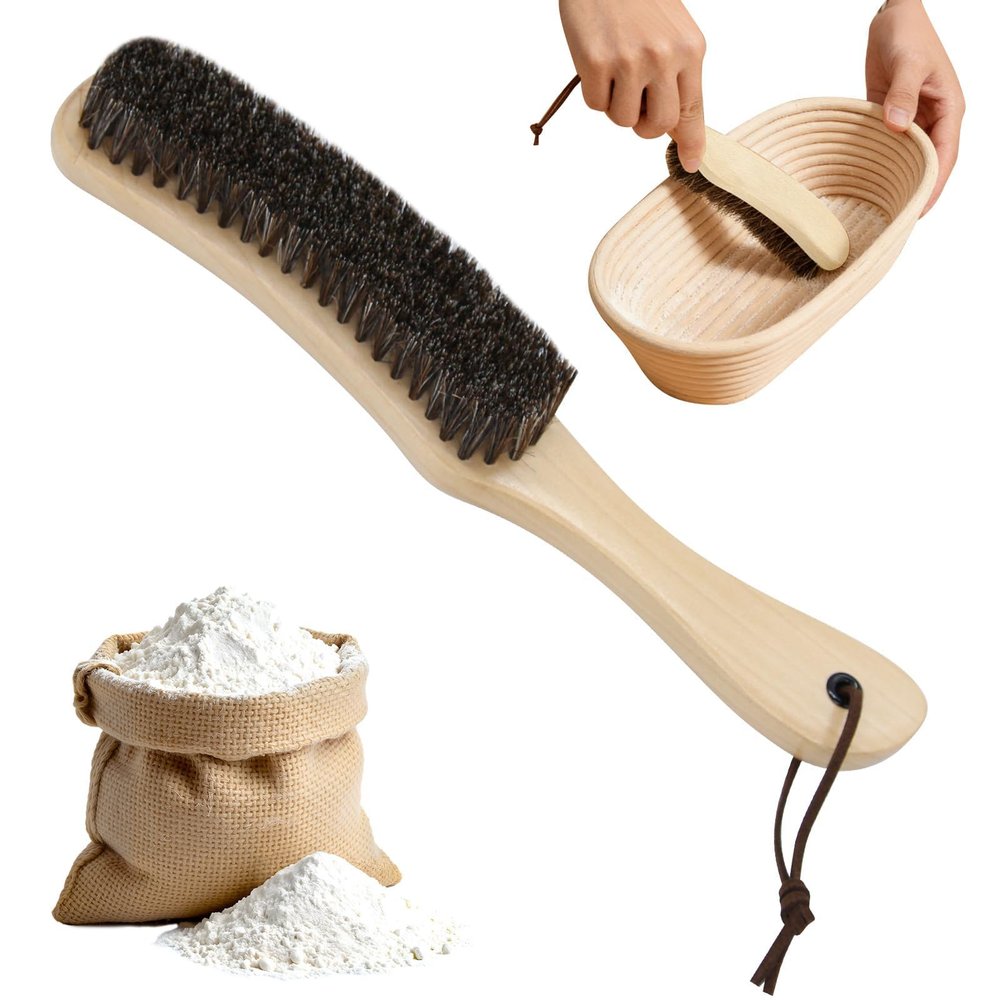 Cleaning Bread Brush for Bread Proofing Baskets/Countertops/Wood Pulp Banneton/Proofing Cloth | Natural Horsehair and Wooden Handle Bread Cleaning Brush | Essential Sourdough Cleaning Supplies