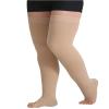 Compression Stockings 1Pair Thigh High 20-32 MmHg Compression Stocking Toeless Socks For Women & Men Circulation With Silicone Dot Band for Flying(Beige,L) view 1