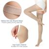 Compression Stockings 1Pair Thigh High 20-32 MmHg Compression Stocking Toeless Socks For Women & Men Circulation With Silicone Dot Band for Flying(Beige,L) view 4