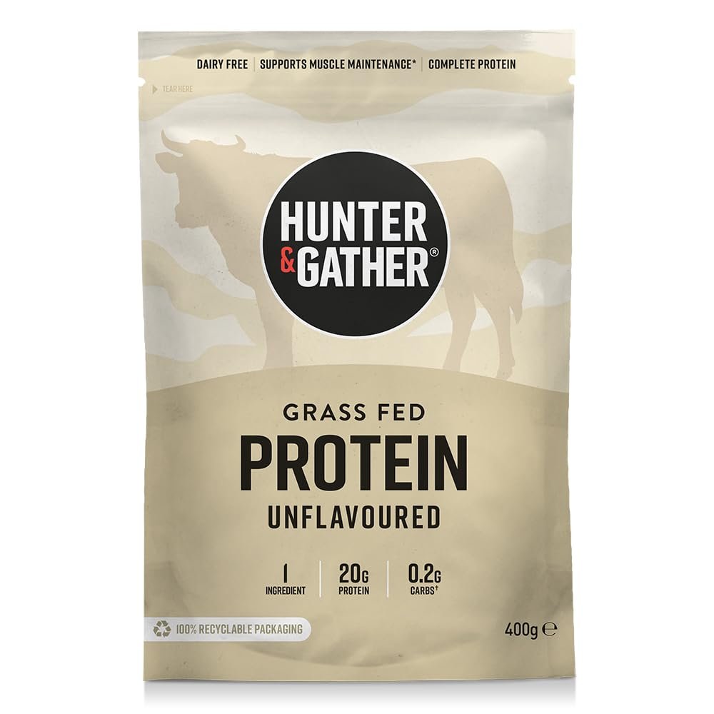 Hunter & Gather Grass Fed Beef Protein Powder 400g | 20g Protein per Serving | No Artificial Sweeteners or Fillers | Lean Muscle Growth | Dairy Free | Naturally Easy to Digest
