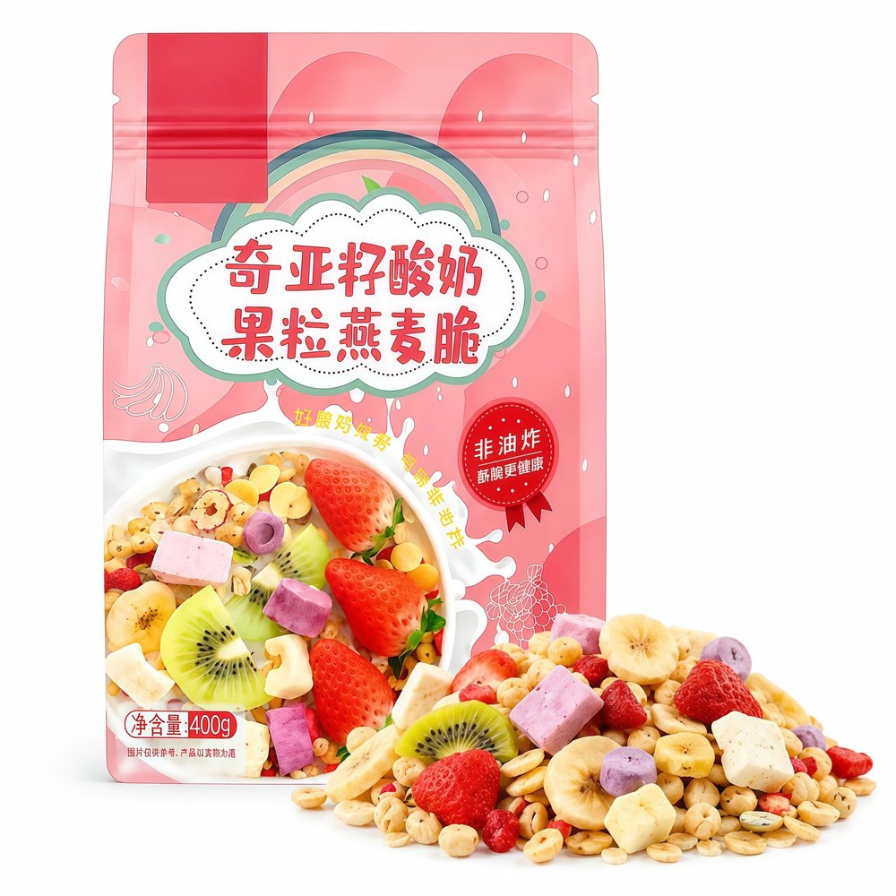 DAMAICHUHAI Chinese Yogurt Nut Baked Cereal Nutritional Breakfast, Low Sugar, Congee,Dietary Fiber,Chinese Food,Comida China,400g/14.1oz.
