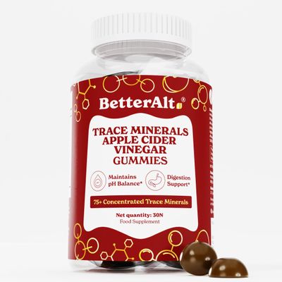 Better Alt Apple Cider Vinegar Gummies with Trace Minerals 1000mg ACV + Cinnamon & Fenugreek | 75+ Minerals | Vegan, No Added Sugar | Digestive & Daily Wellness Support | 30 Gummies
