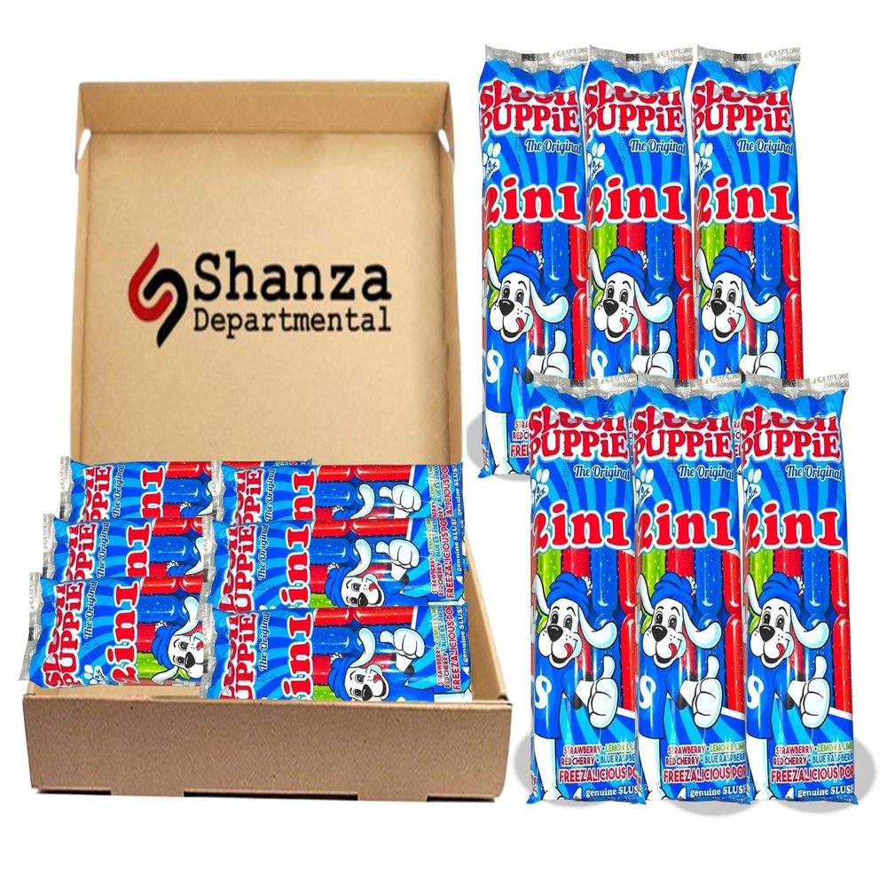 Slush Puppie The Original Squeezee Freeze Pops 2 in 1 8 x 75ml Assorted Flavours (Cherry, Lemon & Lime, Strawberry, Blue Raspberry) Vegan & Gluten Free - Pack of 12