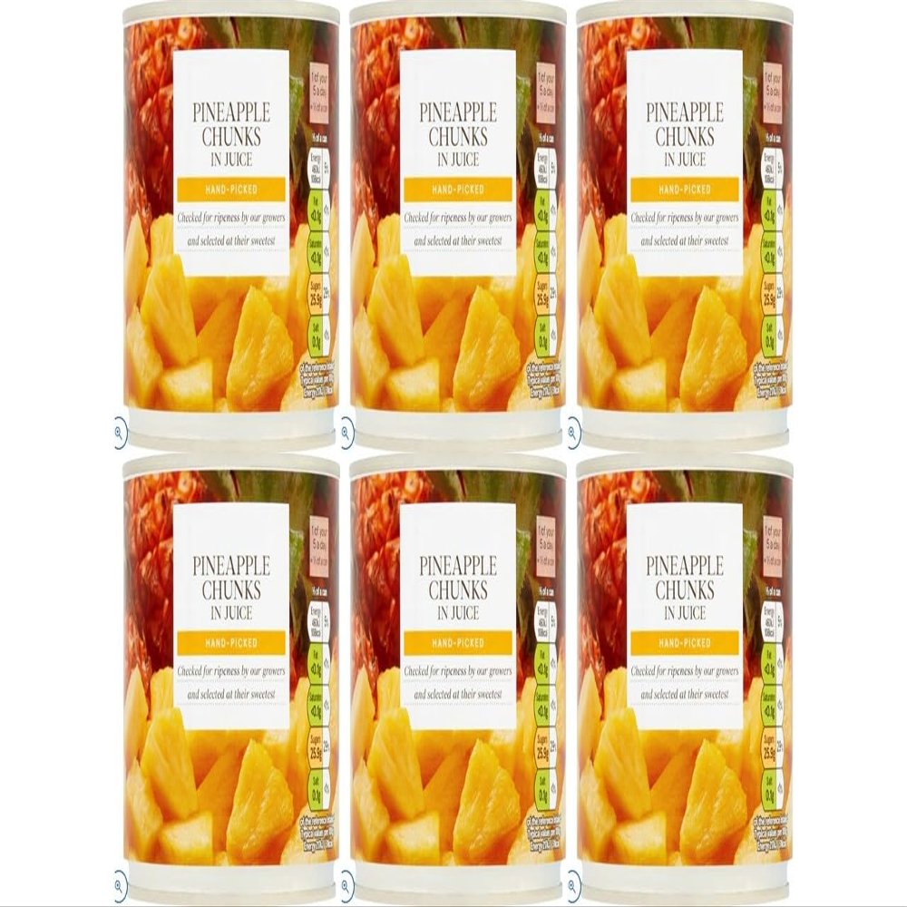 Pineapple Chunks In Juice 6 x 425g,Premium pineapple chunks carefully selected at their sweetest and checked for ripeness by expert growers for optimal flavour and texture