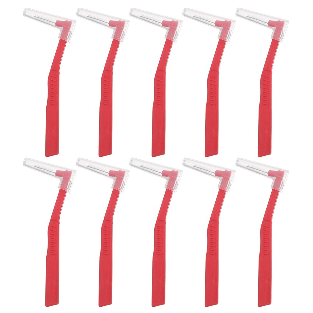 HONITANO 10pcs Angled Interdental Brushes Soft Bristle Cleaning Brush for Braces Wide Spaces Interproximal for Teeth Cleaning and Oral Care Between Teeth