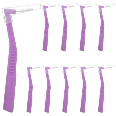 Yardenfun 10pcs Interdental Cleaning Brushes for Braces Dental Brushes for Deep Cleaning Between Teeth Angled Orthodontic Interdental Ergonomic Handle