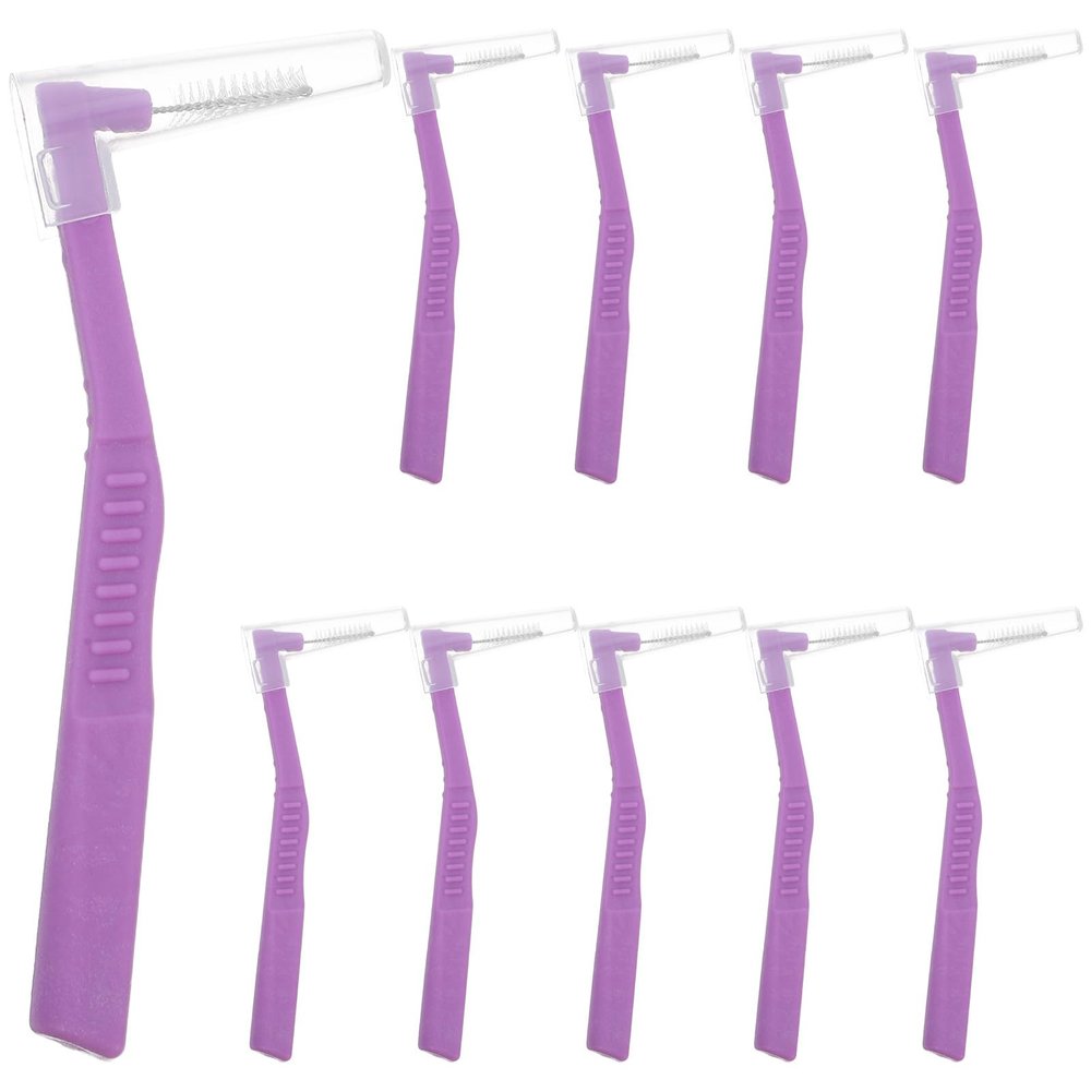 Yardenfun 10pcs Interdental Cleaning Brushes for Braces Dental Brushes for Deep Cleaning Between Teeth Angled Orthodontic Interdental Ergonomic Handle