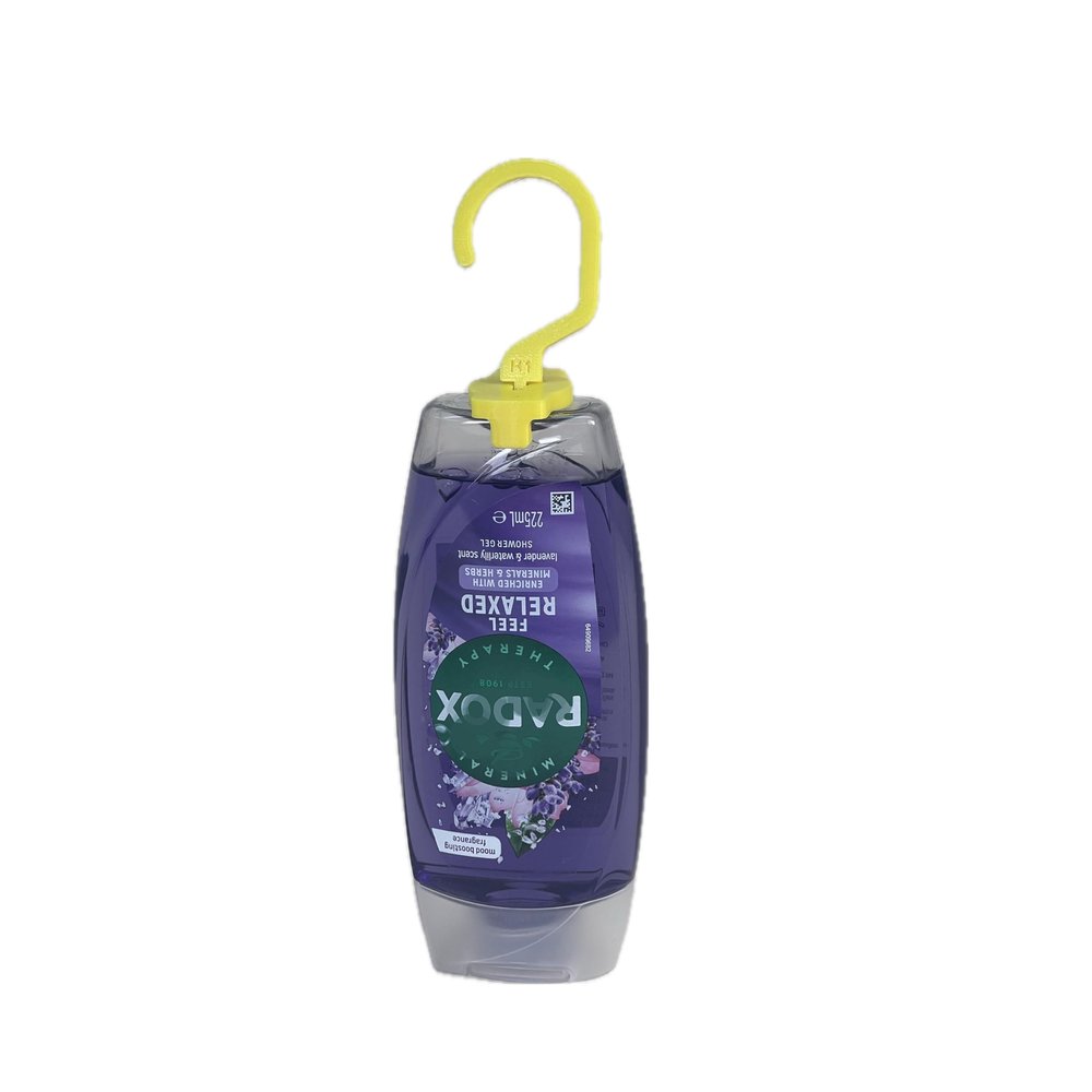 Rad0x 225ml Yellow, bHook Shower Gel Holder, Hanging Hook for Bathroom,. Easy attachment, No Gel, Just bHook