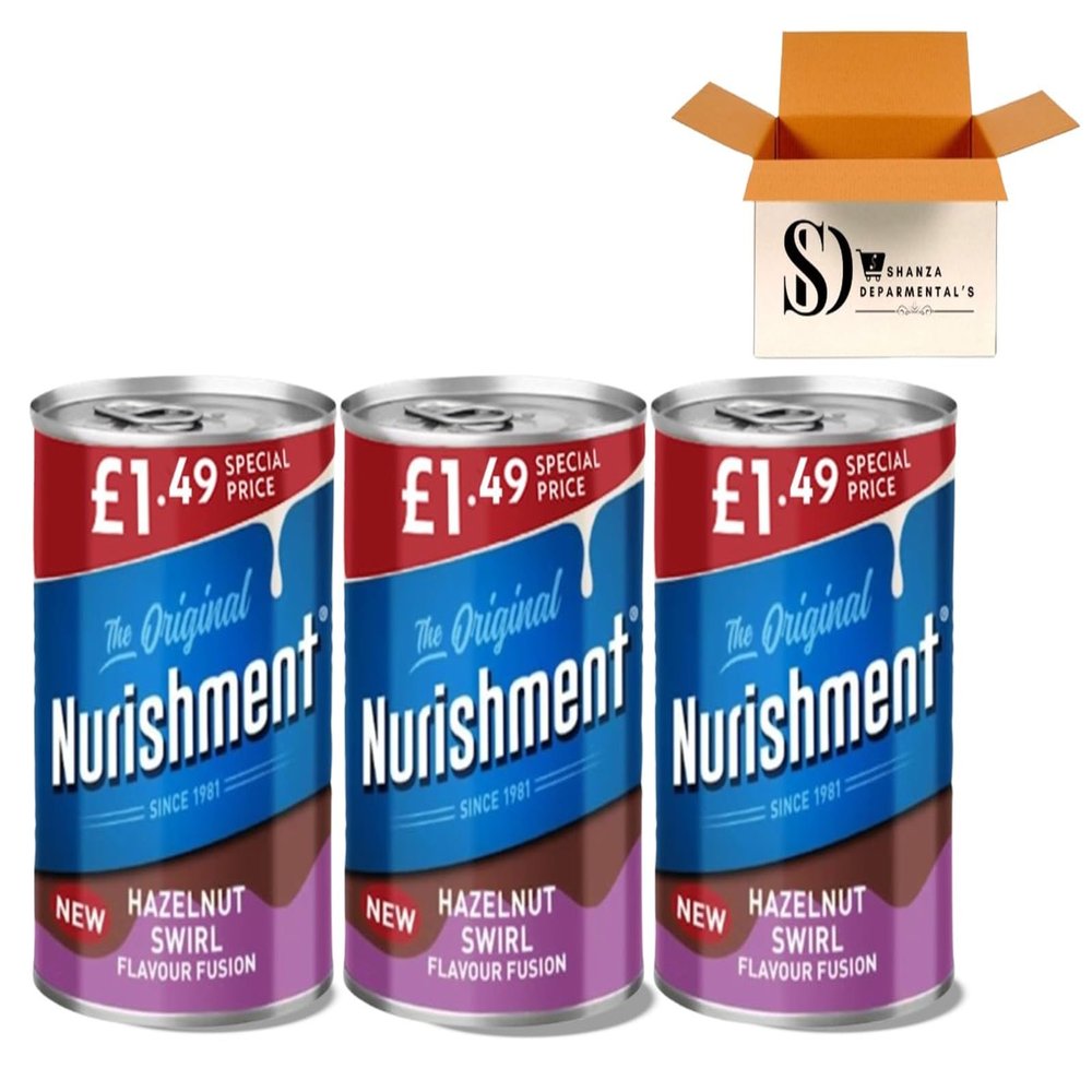 Nurishment The Original High Protein Milk Drink Hazelnut & Blueberry Swirl Flavour Fusion 400g | Ready-to-Drink Protein Shake (3 Packs, Nurishment Hazelnut)