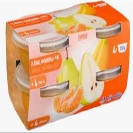 Papilla pltano, mandarina y pera, +4 meses, Pack de 2