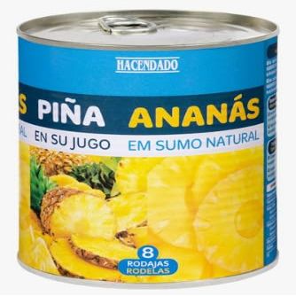 Pia en Rodajas en su Jugo, Anans em Sumo Natural, 850g pack de 3