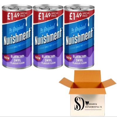 Nurishment The Original High Protein Milk Drink Hazelnut & Blueberry Swirl Flavour Fusion 400g | Ready-to-Drink Protein Shake (3 Packs, Nurishment Blueberry)