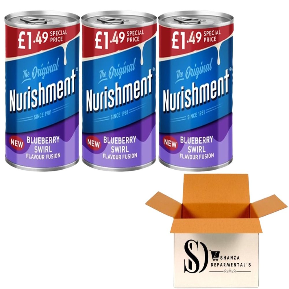 Nurishment The Original High Protein Milk Drink Hazelnut & Blueberry Swirl Flavour Fusion 400g | Ready-to-Drink Protein Shake (3 Packs, Nurishment Blueberry)