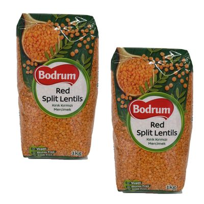 Bodrum Red Split Lentils 1KG Gluten Free Suitable For Vegan, GMO Free Product Of Turkey Pack Of 2