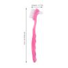 NIYANGLE 6pcs Dual-Ended Denture Cleaning Brushes for Elderly Soft Bristle Toothbrush Set for False Teeth Care, Portable Oral Cleaning Tool with Ergonomic Handle, Rosy Pink view 2